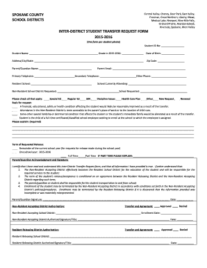 Inter-District Student Transfer Request Form