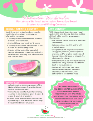 National Watermelon Promotion Board Student Contest Entry Form