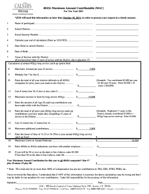 403(b) Maximum Amount Contributable Form