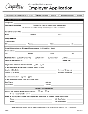 Group Health Insurance Employer Application
