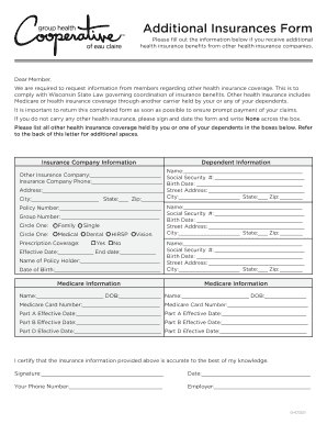 Wisconsin Additional Health Insurance Form