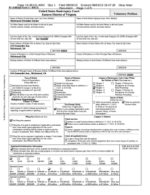 Voluntary Petition for Bankruptcy