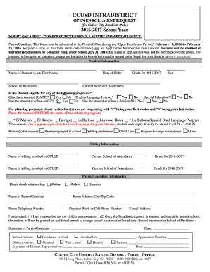 CCUSD Intradistrict Open Enrollment Request