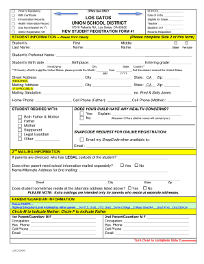 California New Student Registration Form