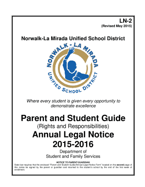 Parent and Student Guide Annual Legal Notice