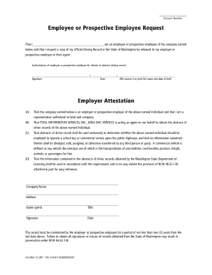 Washington Employee Driving Record Release Form