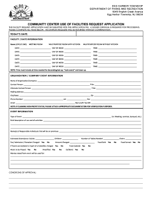 Community Center Use of Facilities Request Application