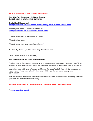 Standard Disciplinary Termination Letter
