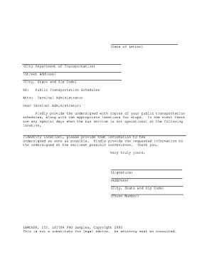Request for Public Transportation Schedules