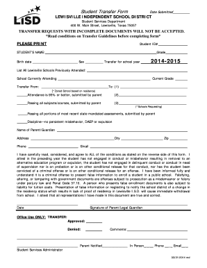 Student Transfer Request Form