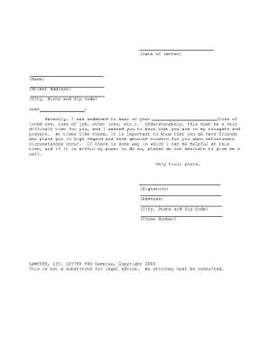 Condolence Letter Template