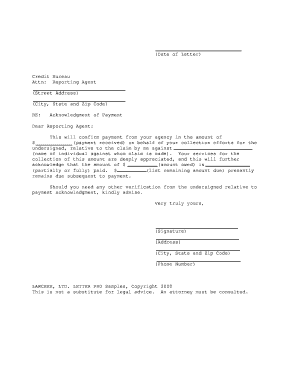 Acknowledgment of Payment Letter