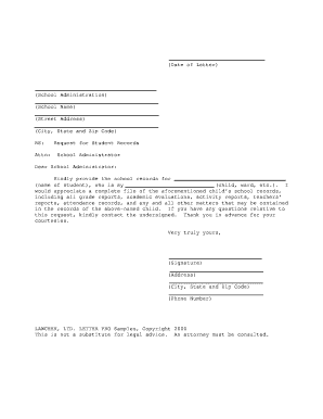 Request for Student Records Letter