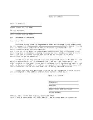 Merchandise Return Letter