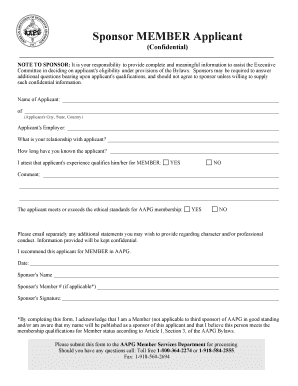AAPG Member Sponsorship Form