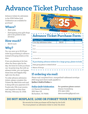 Advance Ticket Purchase Form