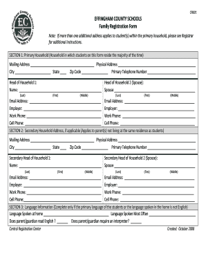 Effingham County Schools Family Registration Form
