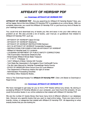 Aig proof of heirship affidavit form - AFFIDAVIT OF HEIRSHIP AFFIDAVIT OF HEIRSHIP