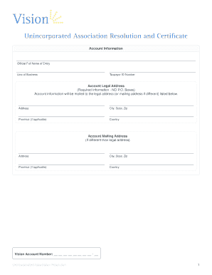 Unincorporated Association Resolution and Certificate