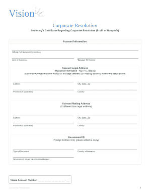 Corporate Resolution Secretary Certificate