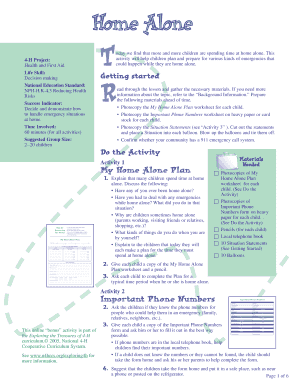 Home Alone Plan for Children
