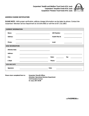 Carpenters' Address Change Notification Form