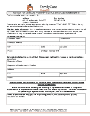 Medicare Prescription Drug Coverage Determination Form