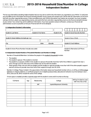 2015-2016 Household Size Form