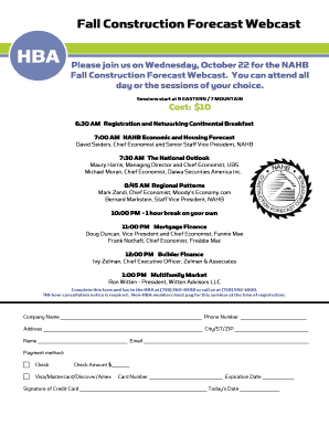 Fall Construction Forecast Webcast Registration Form