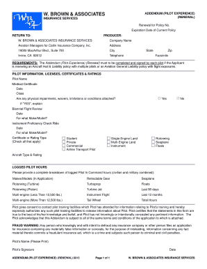 Pilot Experience Addendum Renewal