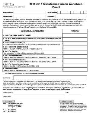 2015 Tax Extension Income Worksheet