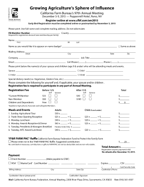 California Farm Bureau Annual Meeting Registration Form
