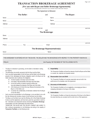 Nova Scotia Transaction Brokerage Agreement