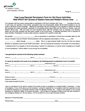 Girl Scout Year-Long Parental Permission Form