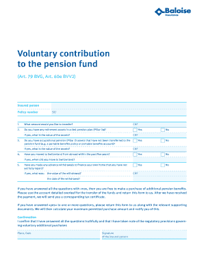 Swiss Pension Fund Voluntary Contribution Form