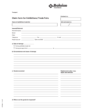 Exhibition Trade Fair Damage Claim Form