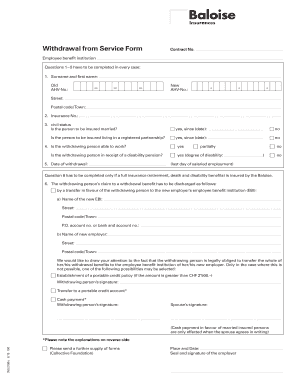 Formular für den Austritt aus dem Dienst
