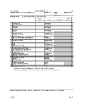 CMS-2552-96 Renal Dialysis Cost Analysis Form