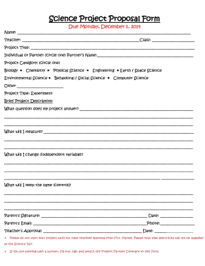 Science Project Proposal Form