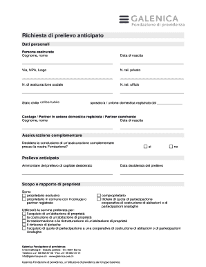 Richiesta di prelievo anticipato