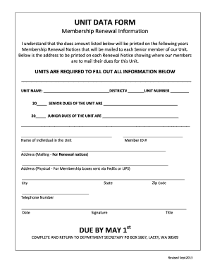 Membership Renewal Information Form