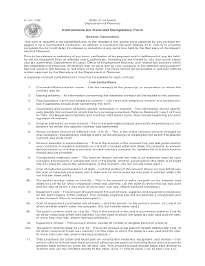 Louisiana Contract Completion Form
