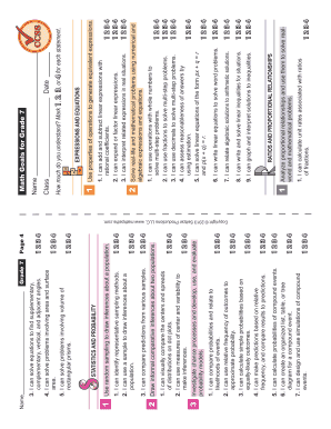 Grade 7 Math Goals Checklist