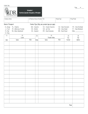 Terminal Operator Schedule of Receipts