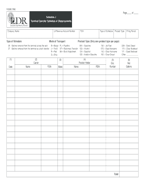 Terminal Operator Schedule of Disbursements