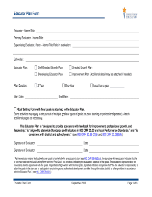 Educator Plan Form