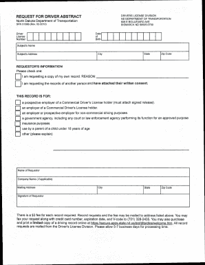 North Dakota Driver Abstract Request Form