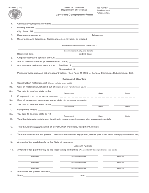 Louisiana Contract Completion Form