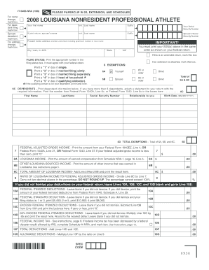 Louisiana Nonresident Professional Athlete Tax Form