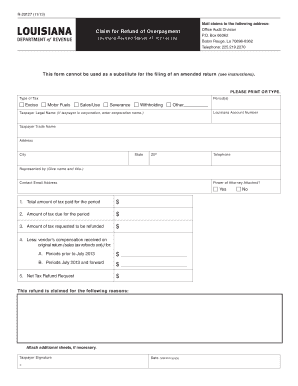 Louisiana Tax Refund Claim Form